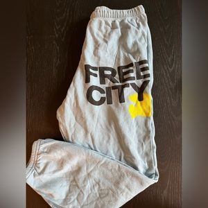Free City blue and yellow size XS sweatpants. Worn once GREAT CONDITION